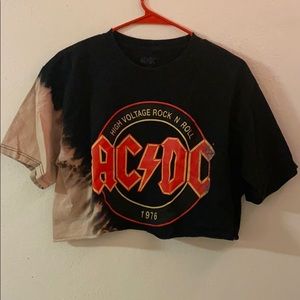 Split reverse dye AC/DC cropped tee